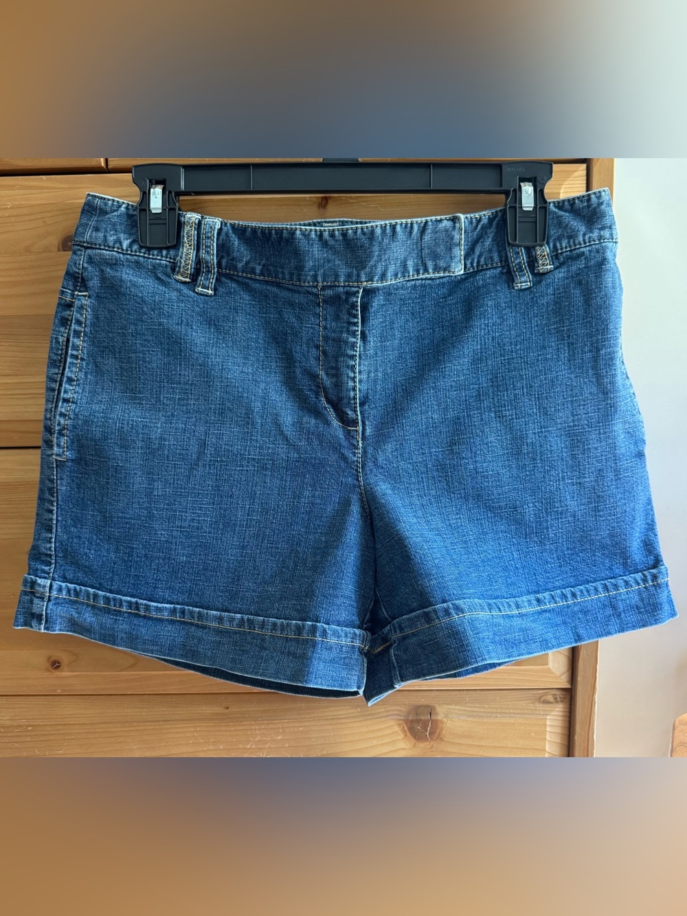 LOFT Blue Denim Cuffed Jean Shorts